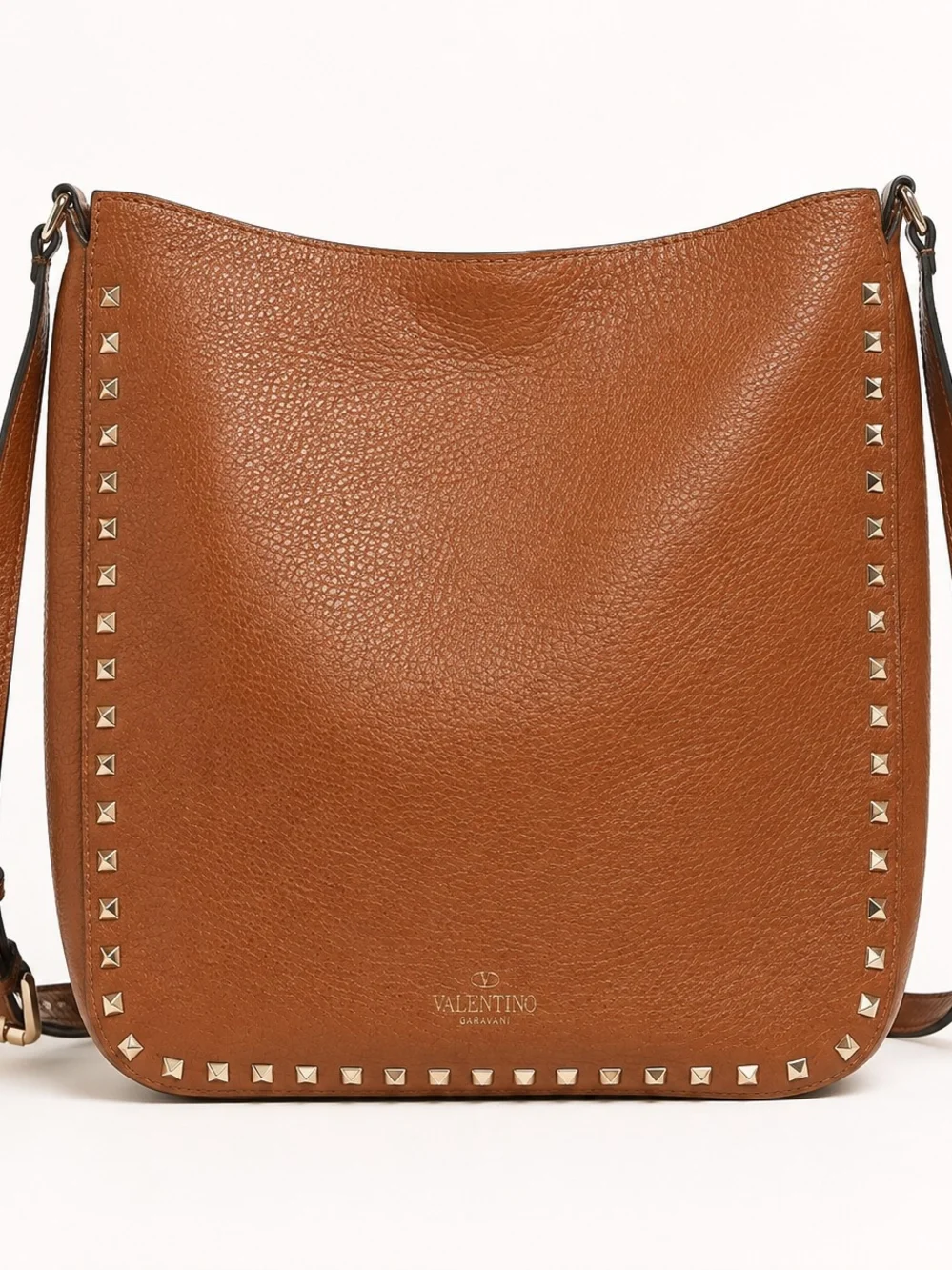 Valentino Brown Stud-Trim messanger bag